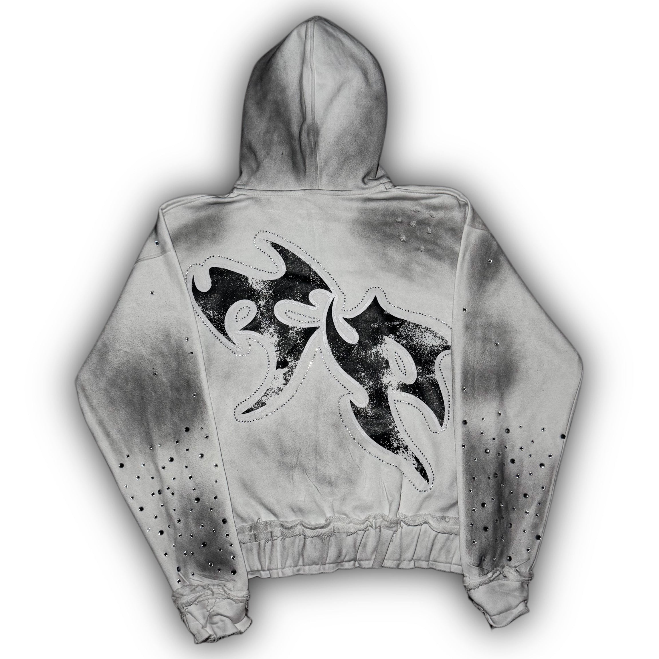 RHINESTONE HOODIE -  WHITE