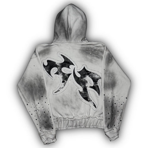 RHINESTONE HOODIE -  WHITE
