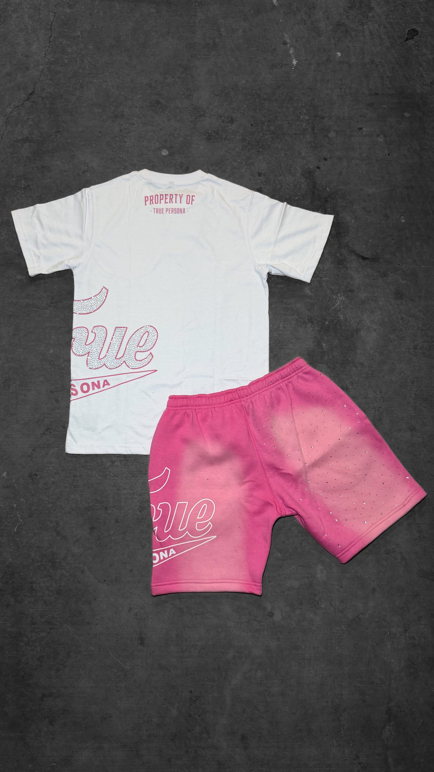 Rhinestone Shirt/Short Set - PINK