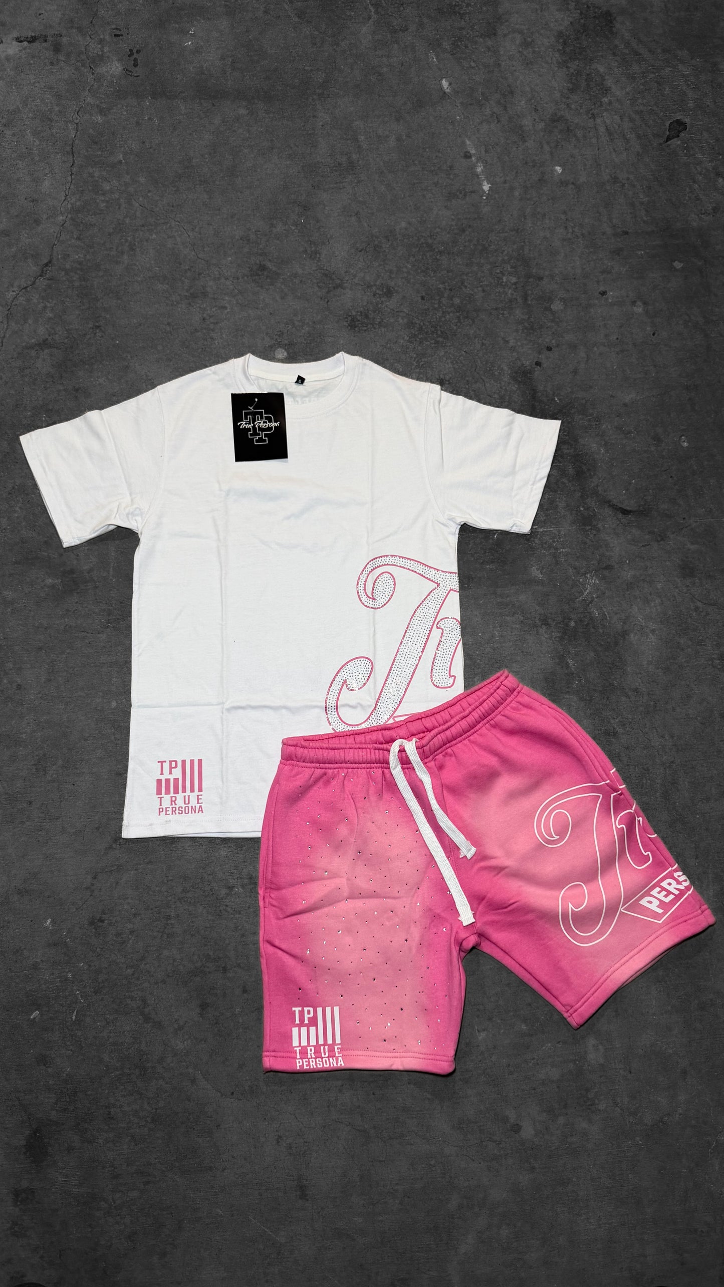 Rhinestone Shirt/Short Set - PINK