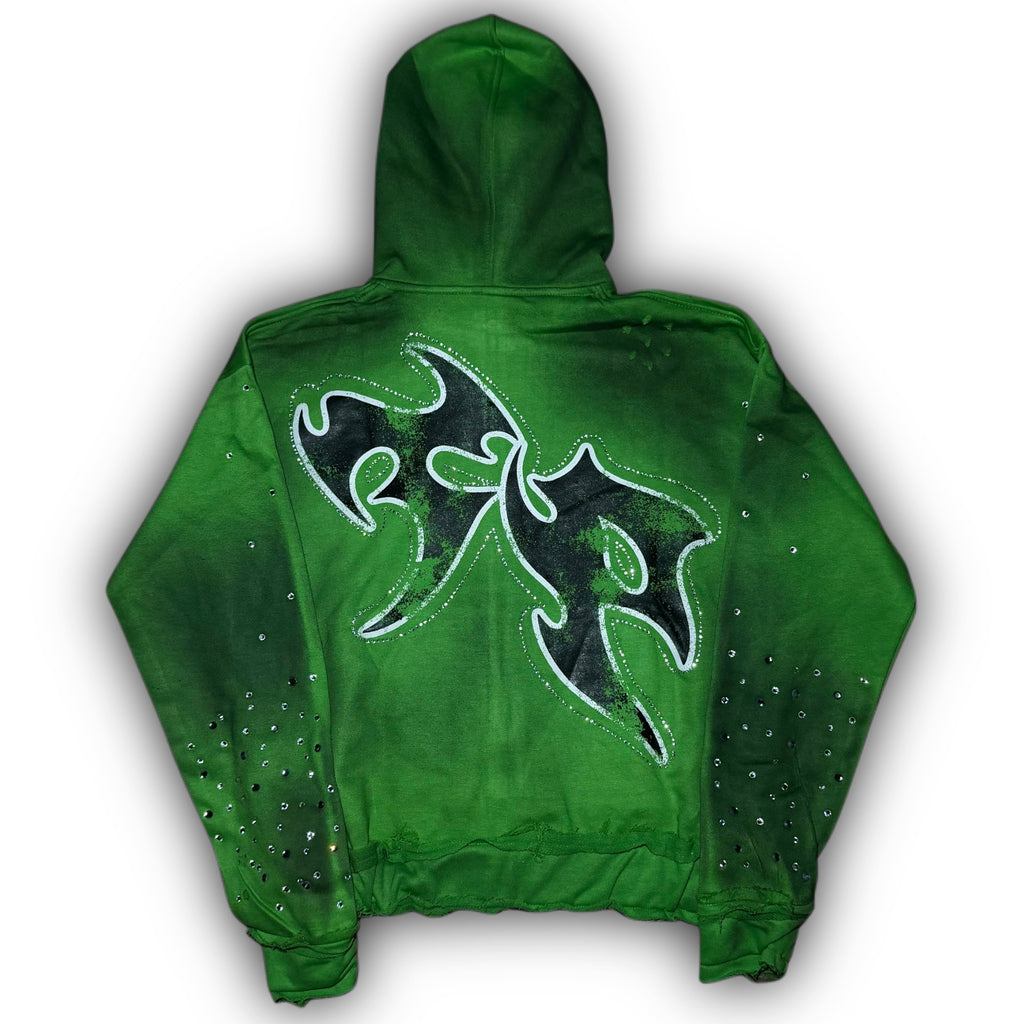 RHINESTONE HOODIE - GREEN