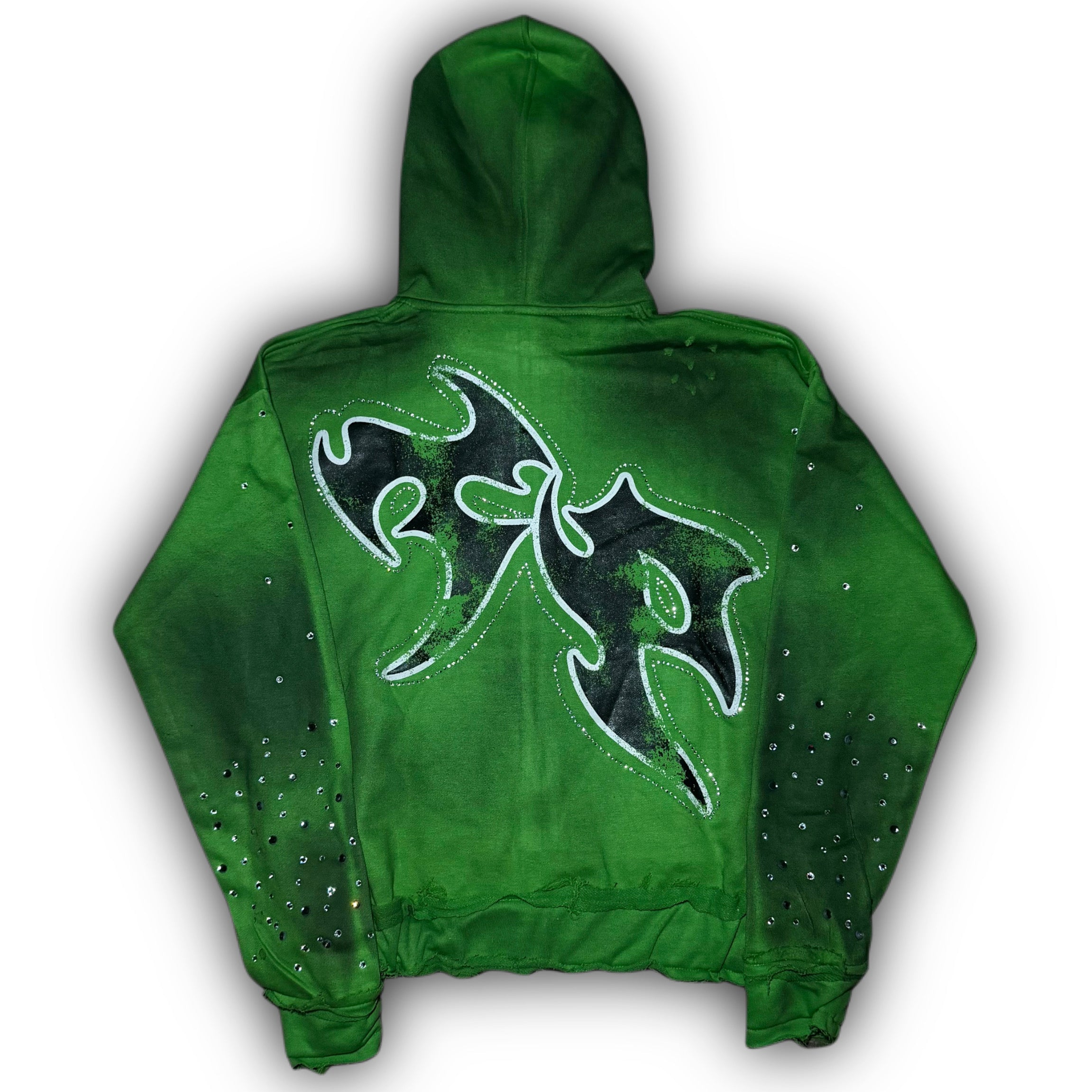 RHINESTONE HOODIE - GREEN
