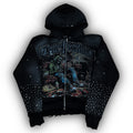 RHINESTONE HOODIE -  BLACK