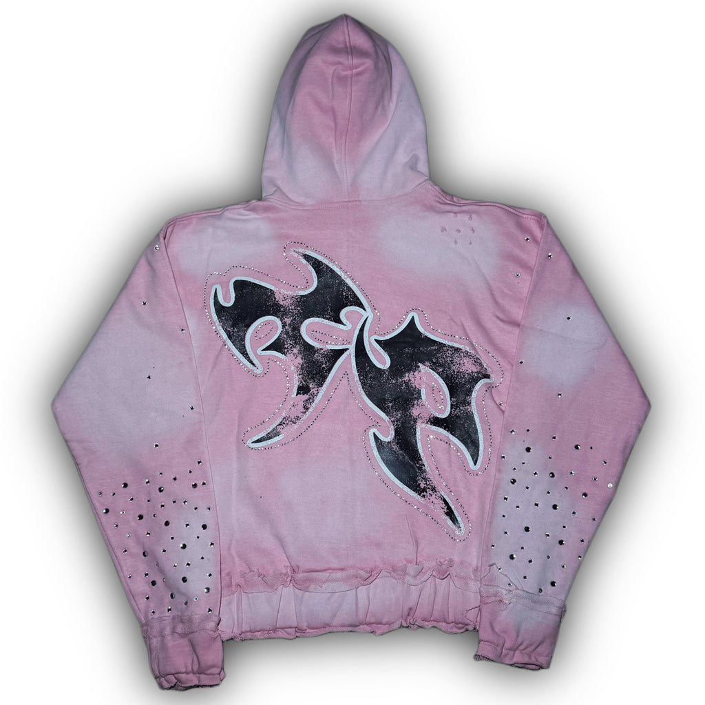 RHINESTONE HOODIE -  PINK