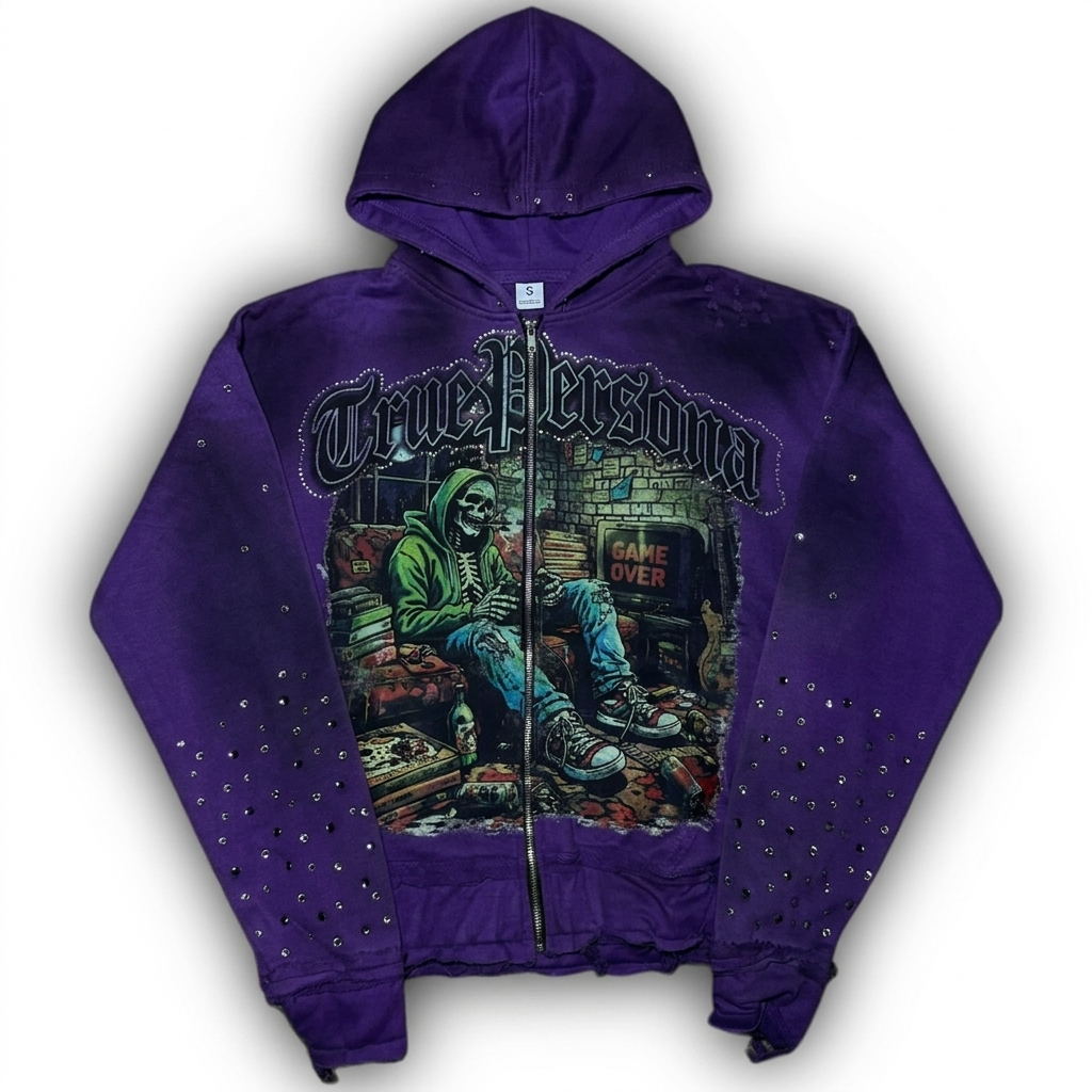 RHINESTONE HOODIE - PURPLE