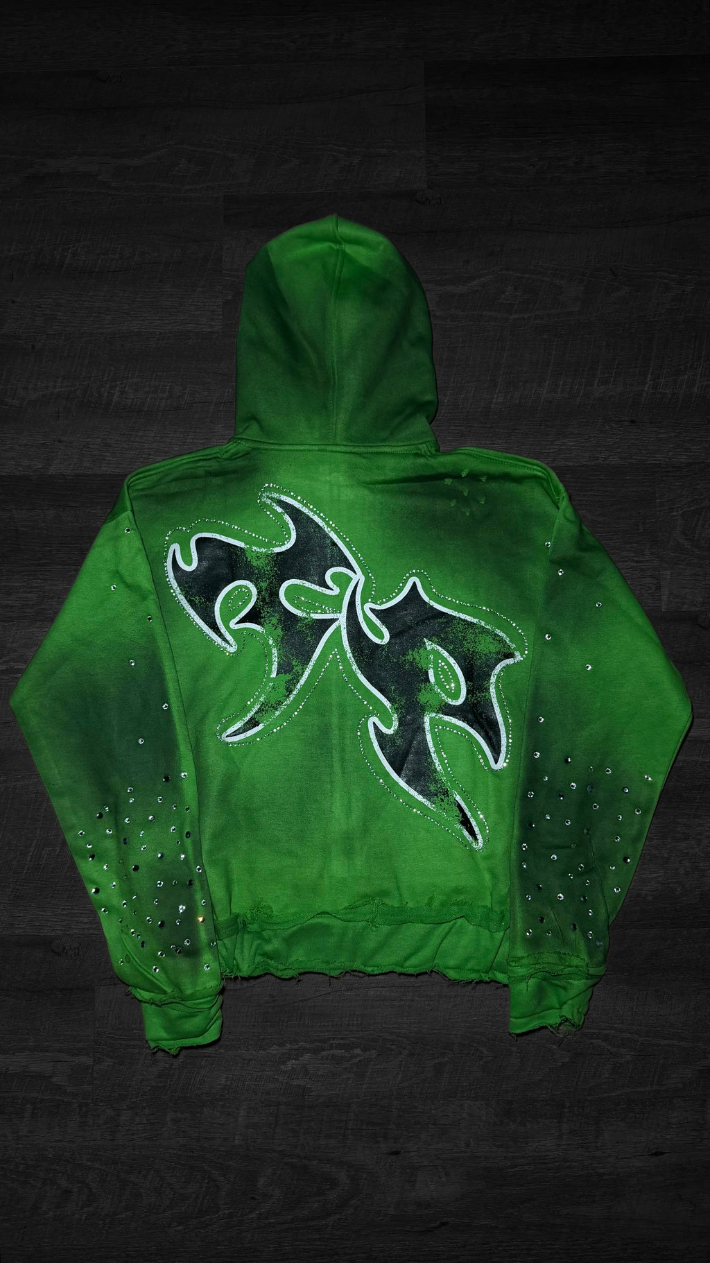 RHINESTONE HOODIE - GREEN