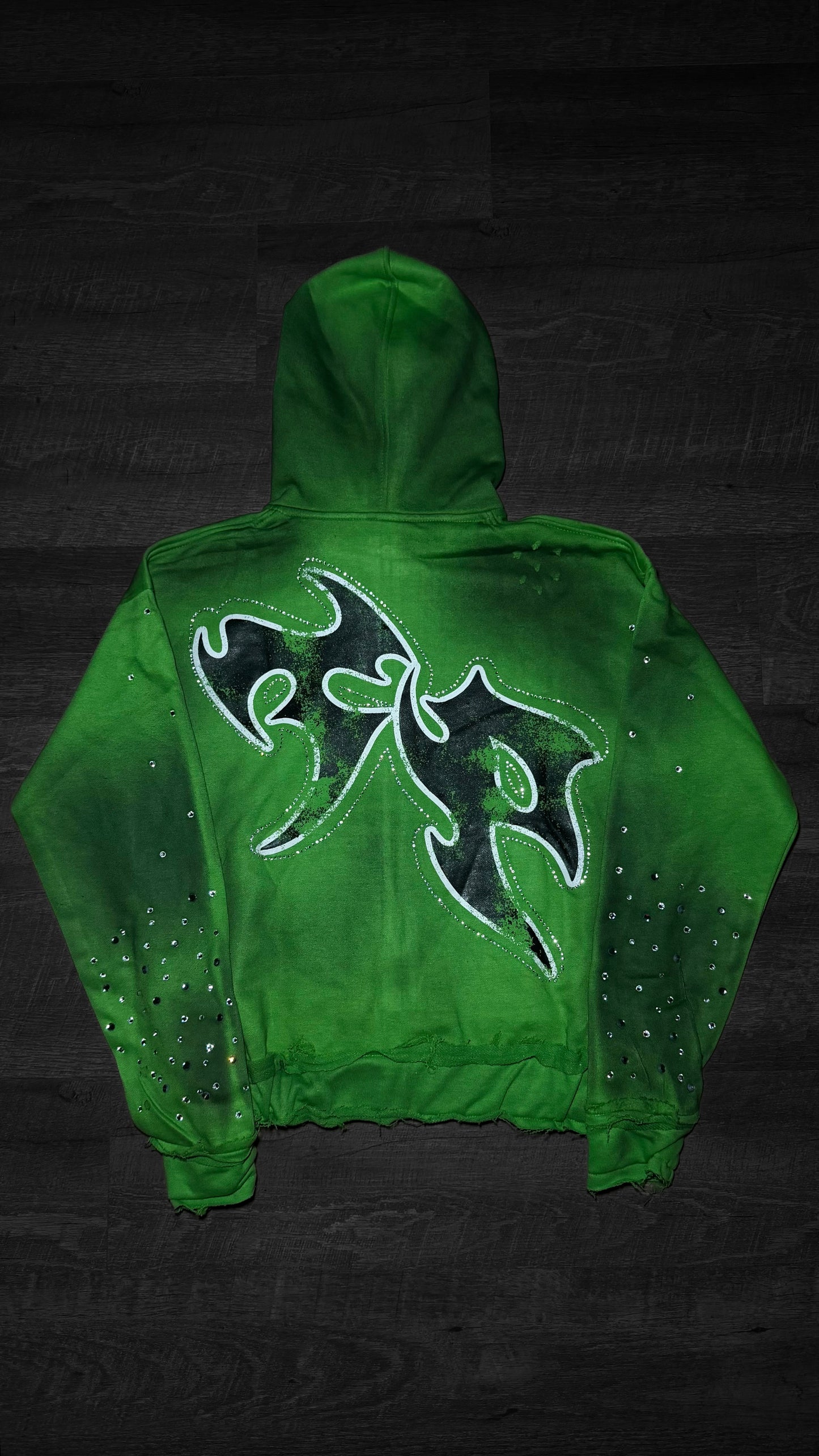 RHINESTONE HOODIE - GREEN