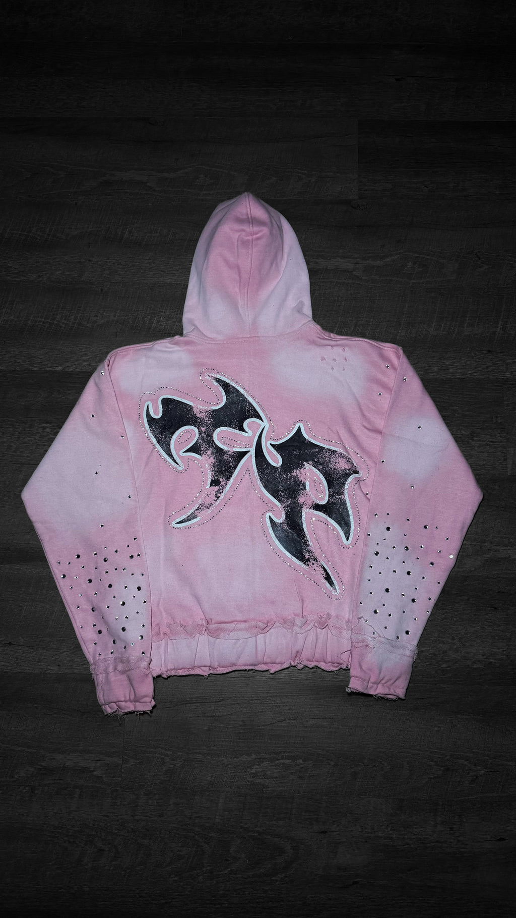 RHINESTONE HOODIE -  PINK